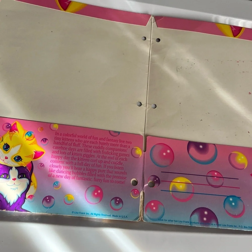 Fantastic World Lisa Frank RARE Bubble Kittens Cats Vintage Folder Portfolio